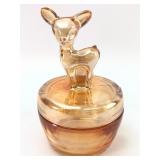 Jeanette Glass Marigold Deer Covered Dish