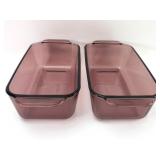Pyrex 213-R Cranberry Loaf Pans Set Of 2