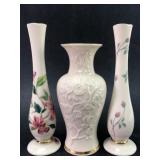 Lenox Ceramic Bud Vases With Gold Trim