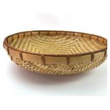 Vtg Handwoven Bamboo & Reed Basket
