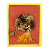 Vtg Handmade Yarn And Felt Lion Wall Art