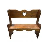 Wooden Doll Bench With Heart Cutout Backrest