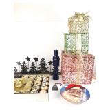 Christmas Decor Lot With Santa Plate & Ornaments