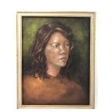Acrylic Portrait Of Young Woman In Frame