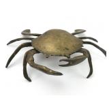 Vtg Brass Crab Ashtray With Hinged Lid