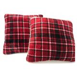 2 Red Plaid Fleece Pillows