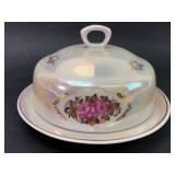 Vtg Porcelain Cheese Dish With Lusterware Finish
