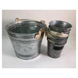 Galvanized Bucket Set With 7 Small & 1 Large