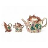 Rare Fitz & Floyd 1990 Sleeping Fox Tea Set