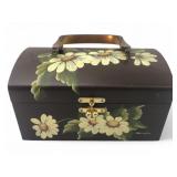 Vtg 1984 Signed Hand Painted Wooden Purse Box