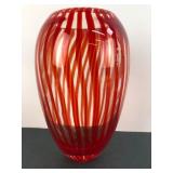 Vintage Murano Style Hand Blown Ribbon Vase