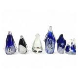 (6) Art Glass Penguin Lot