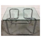 Mid Century Tubular Steel & Glass Top Table