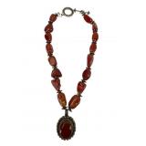 Sterling Carnelian Pendant Necklace 16ï¿½ï¿½