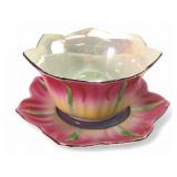 Hand-Painted Japanese Bowl And Saucer