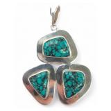 Charles Albert Sterling & Turquoise Pendant