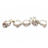 5 Sterling Silver Rings With Cubic Zirconia