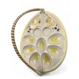 Vtg Davar Ceramic Deviled Egg Plate With Handle
