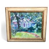 Signed Albert Werner White Chair Oil Painting
