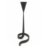 Antique Brutalist Iron Scroll Cone Candle Holder