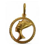 18k Gold Nefertiti Pendant Stamped 750