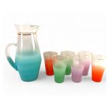 MCM Blendo Frosted Pitcher & 6 Glasses