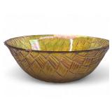 Marigold Carnival Glass Weave Saw Tooth Bowl