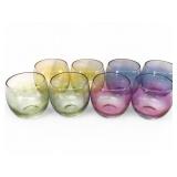 Vtg Libbey Multicolor Iridescent Roly Poly Glasses