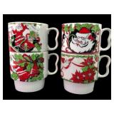 Rare Stackable Christmas Mugs Made In Japan