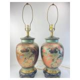 Frederick Cooper Table Lamps With Peacock Design