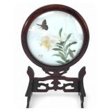 Embroidered Silk Butterfly Display With Stand