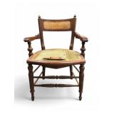 Wide Seat Wooden Armchair With Cane Seat