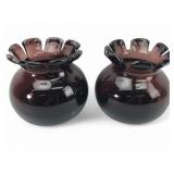 Handblown Cranberry Art Glass Vases