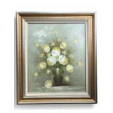 Vtg Signed ï¿½Jamesï¿½ Floral Oil Painting