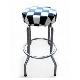 Checkered Flag Chrome Bar Stool