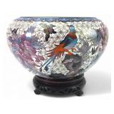 Vtg Cloisonne Enamel And Brass Bowl With Stand