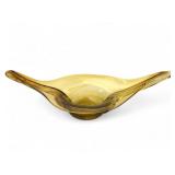 MCM Amber Art Glass Centerpiece Bowl