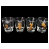 (4) RARE Anchor Hocking 22k Gold Zodiac Glasses