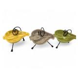 3 MCM Ceramic & Metal Amoeba Ashtrays