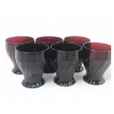 Anchor Hocking Ruby Red Swirl Glass Tumblers