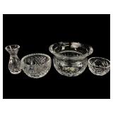 4pc Waterford Crystal Lot With Bowls And Vase