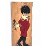 1960s Jan McPherson Rustic Folk Art Portrait