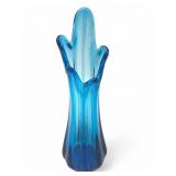 MCM Cobalt Blue Glass Swung Vase 7 3/4 Inches