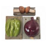 Carol Cline Ceramic Vegetables & Mushroom Art