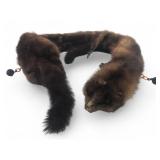 Vtg Genuine Full Mink Stole With 2 Minks