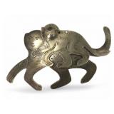Sterling Monkey And Baby Brooch Pin