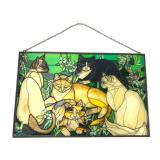 Joan Baker Designs Stained Glass Cat Panel