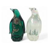 2 Fenton Glass Handpainted Penguins