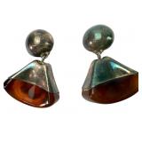 Simon Sebbag Sterling And Amber Earrings