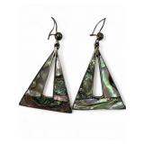 Mexican Sterling Abalone Triangle Earrings